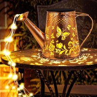 Anordsem Solar Watering Can Light For Outdoor Decorative, Hanging Garden Decor Light, Butterfly Type Lantern With 6 Twinkle Led String Cascading Lights, Lawn Yard Pathway Backyard Decororation