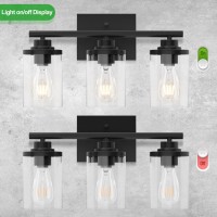 Dchyyds Black Bathroom Light Fixtures 3-Light Vanity Lights For Mirror, Modern Matte Wall Lamp With Clear Glass Shade, Bath Vintage Wall Sconce Lighting For Kitchen Hallway Bedroom Living Room