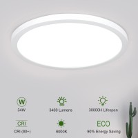 Dllt 34W Flush Mount Led Ceiling Light 156 Inch Ultra Thin Close To Ceiling Light Fixture For Living Room Bedroom Kitchen Hall