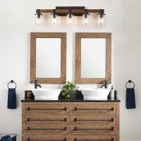 Drnanlit Farmhouse Bathroom Lights Over Mirror 5Light Rustic Vanity Light Fixture With Clear Glass Shade Indoor Wall Lighting F