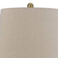 Noah 32 Inch Accent Table Lamp Set Of 2, Turned Pedestal, Antique Brass