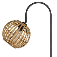 63 Inch Metal Lamp, Downbridge Adjustable Bamboo Shade, Brown, Black