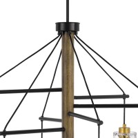 44 Inch Classic Chandelier, Hanging Textured Glass Shade, Antique Brass