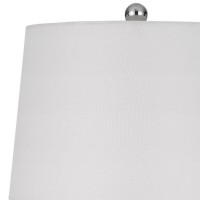 26 Inch Accent Table Lamp, Round Glass Base, White, Clear