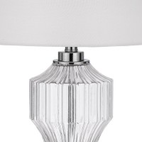 26 Inch Accent Table Lamp, Round Glass Base, White, Clear