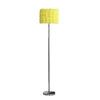 Finn 63 Inch Glamorous Floor Lamp, Rose Accent Shade, 100W, Yellow, Silver