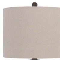 31 Inch Accent Table Lamp, Resin Turned Base, Set Of 2, Beige, Gray