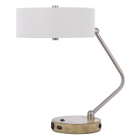 20 Inch Metal Angled Desk Lamp, 1 Type C Usb Charging Port, Brown, Steel