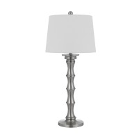 Noah 33 Inch Accent Table Lamp Set Of 2, Turned Pedestal Base, Silver