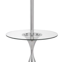 Ava 61 Inch Modern Floor Lamp, Glass Tray Table, 1 Usb Port, Glossy, Chrome