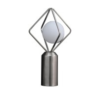 20 Inch Metal Table Lamp, Octahedron Shade, 40W Led, Toggle Switch, Silver