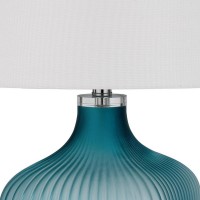 26 Inch Modern Accent Table Lamp, Unique Tapered Glass Base, Aqua Blue