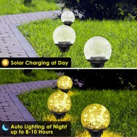 Keevvon 2 Pack 50 Led Solar Garden Lights Outdoor Decoration, Cracked Glass Solar Globe Lights, Upgraded Waterproof Warm White Ball Lights For Yard Pathway Patio Halloween Christmas Outside Decor