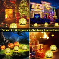 Keevvon 2 Pack 50 Led Solar Garden Lights Outdoor Decoration, Cracked Glass Solar Globe Lights, Upgraded Waterproof Warm White Ball Lights For Yard Pathway Patio Halloween Christmas Outside Decor