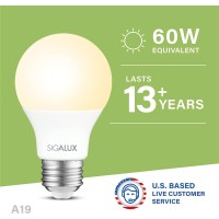 Sigalux Led Light Bulbs 60 Watt Equivalent A19 Standard Light Bulbs 2700K Warm, Non-Dimmable Energy Efficient 9.5W Led Soft White Bulb With E26 Medium Base, 800 Lumens, Ul Listed, 16 Pack