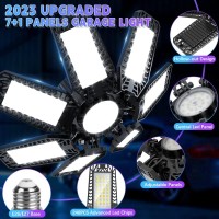 2 Pack Led Garage Light,200W Garage Light 20000Lm Deformable Garage Lights Ceiling Shop Light With 7+1 Adjustable Panel,6500K Daylight Folding Screw In Garage Lighting Bulb E26/E27 For Workshop Garage