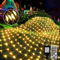 Maojia 19.69Ft*9.84Ft Christmas Net Lights Outdoor,600Leds Large Mesh Lights 8 Modes Low Voltage Mesh Lights Outdoor Ip65 Net Lights Christmas Decorations For Fence Patio Bush Yard Trees-Warm White