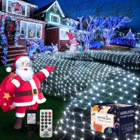 Maojia 19.69Ft*9.84Ft Christmas Net Lights Outdoor,600Leds Mesh Lights 8 Modes Low Voltage Mesh Lights Outdoor Ip65 Net Lights Christmas Decorations For Patio Bush Yard Trees Large-Cold White