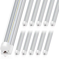 Barrina 8Ft Led Shop Light, 100W 15000Lm 5000K, Clear Cover Linkable Led Tube Lights, V Shape Integrated T8 Led Lighting, Led Ceiling Lights For Garage, Warehouse, Workshop, Etl Listed,10 Pack