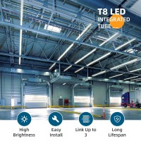 Barrina 8Ft Led Shop Light, 100W 15000Lm 5000K, Clear Cover Linkable Led Tube Lights, V Shape Integrated T8 Led Lighting, Led Ceiling Lights For Garage, Warehouse, Workshop, Etl Listed,10 Pack