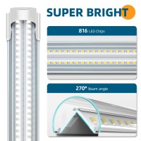 Barrina 8Ft Led Shop Light, 100W 15000Lm 5000K, Clear Cover Linkable Led Tube Lights, V Shape Integrated T8 Led Lighting, Led Ceiling Lights For Garage, Warehouse, Workshop, Etl Listed,10 Pack