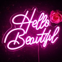 Looklight Hello Beautiul Neon Sign Pink Neon Light Led Light Up Neon Light Neon Signs For Wall Decor Usb Connectivity Led Neon S