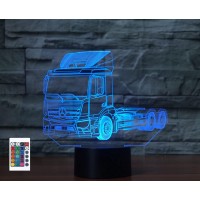 Superruidalong 3D Trailer Truck Remote Control 16 Color Night Lights Illusion Acrylic Led Table Bedside Lamp Children Bedroom Desk Decor Birthday Gifts Toy For Kids