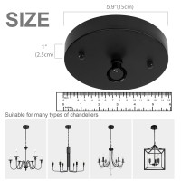 Kighsin 5.9 Inches Black Pendant Light Canopy, Metal Canopy Kit For Farmhouse Hanging Chandelier, Round Ceiling Light Plate (Black)