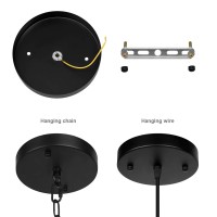 Kighsin 5.9 Inches Black Pendant Light Canopy, Metal Canopy Kit For Farmhouse Hanging Chandelier, Round Ceiling Light Plate (Black)