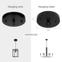 Kighsin 5.9 Inches Black Pendant Light Canopy, Metal Canopy Kit For Farmhouse Hanging Chandelier, Round Ceiling Light Plate (Black)