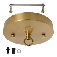 Kighsin 5.9 Inches Brass Ceiling Light Canopy Plate, Metal Canopy Kit For Modern Pendant Light Chandelier, Light Fixture Mounting Hardware (Brass)