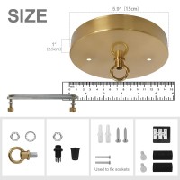 Kighsin 5.9 Inches Brass Ceiling Light Canopy Plate, Metal Canopy Kit For Modern Pendant Light Chandelier, Light Fixture Mounting Hardware (Brass)