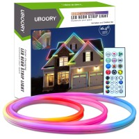 Uboory Led Neon Lights, Rgbic Neon Rope Lights, Led Strip Lights, 16.4Ft/5M Waterproof Led Neon Flex, Bendable Outdoor Led Strip Lights Waterproof