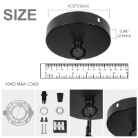 Kighsin 47 Inches Black Round Hanging Ceiling Light Canopy Kit Metal Plate Cover For Diy Pendant Light Lamp Chandelier Industr