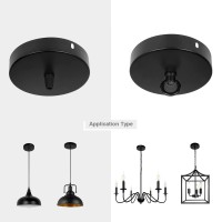 Kighsin 47 Inches Black Round Hanging Ceiling Light Canopy Kit Metal Plate Cover For Diy Pendant Light Lamp Chandelier Industr