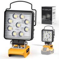 2022 Upgraded Work Light For Dewalt: 27W 18V/20V Max Lithium Battery Light With Low Voltage Protection,Cordless Job Site Square Led Flood Light,Usb&Type-C Charging Port