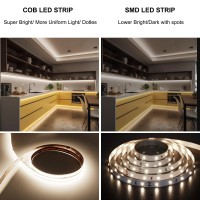 Axmotut Cob Led Strip Light With Remote Dimmable 164Ft5M Flexible High Density Led Light 4000K Natural White 2400Leds Super B