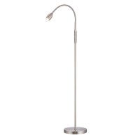 Obright Ray - Adjustable Led Beam Floor Lamp, Dimmable And Zoomable Spotlight, Flexible Gooseneck, Reading/Crafting Standing Lamp, Work Table Light, Brushed Nickel