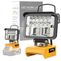 Cordless Led Work Light For Dewalt 18V20V Battery 20W 2000Lumens Battery Powered Portable Led Flood Light For Dewalt 20V Tools