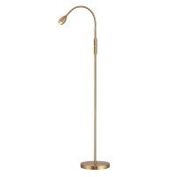 Obright Ray - Adjustable Led Beam Floor Lamp, Dimmable And Zoomable Spotlight, Flexible Gooseneck, Reading/Crafting Standing Lamp, Work Table Light, Antique Brass