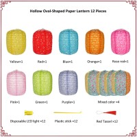 12 Pack Chinese Paper Lanterns Multicolor Hanging Hollow Out Lanterns 6 X 8 Inch Asia Japanese Lantern Lamps With Led Lights Sti