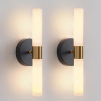 Kuzzull Wall Sconces Set Of Two Black And Brass Gold Wall Lamp Sconces Wall Lighting With White Glass Wall Lights Wall Light Sco