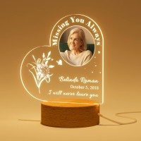 Bemaystar Personalized Memorial Gifts, In Loving Memory Gifts For Loss Of Mom, Custom Memorial Gifts For Passed Loved Ones, Light Up Picture Frame Memorable Plaque Gifts For Passed Away Loved Ones