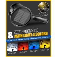 Victoper Spotlight, 150000 Lumens Bright High Lumen Solar Handheld Spot Light, 12000 Mah Rechargeable Led Spotlight Flashlight, 3+3 Modes 4 Colors Waterproof Spotlight For Camping, Boating, Hunting