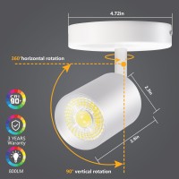 Vanoopee Flush Mount Led Ceiling Spotlight Dimmable Adjustable Spotlight Directional Spot Lights Indoor Bright Can Accent Fixtur