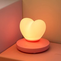 Lvoertuig Heart Shaped Night Light, Cute Lamp, Usb Rechargeable Bedside Lamp, 3 Gear Touch, Portable Love Heart Silicone Lights, Gift For Christmas Valentine'S Day Anniversary Wedding