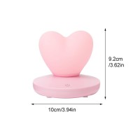 Lvoertuig Heart Shaped Night Light, Cute Lamp, Usb Rechargeable Bedside Lamp, 3 Gear Touch, Portable Love Heart Silicone Lights, Gift For Christmas Valentine'S Day Anniversary Wedding