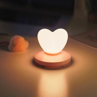 Lvoertuig Heart Shaped Night Light, Cute Lamp, Usb Rechargeable Bedside Lamp, 3 Gear Touch, Portable Love Heart Silicone Lights, Gift For Christmas Valentine'S Day Anniversary Wedding