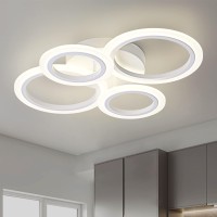 Teminbu Modern Led Ceiling Light White 4 Rings Flush Mount Ceiling Light 4000K Lighting Fixture Ceiling Lamp For Kitchen Bedr