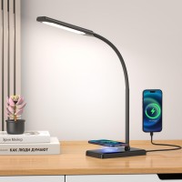 Kexin Led Desk Touch Lamp With Wireless Charging Usb Charging Table Lamp 5 Color Modes 6 Brightness Levels Eyecaring Goosenec